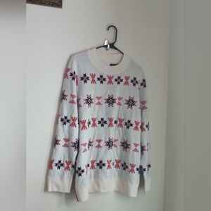 Charter Club Sweater Men XXL White, Red and Blue Layering Casual Cozy Crewneck